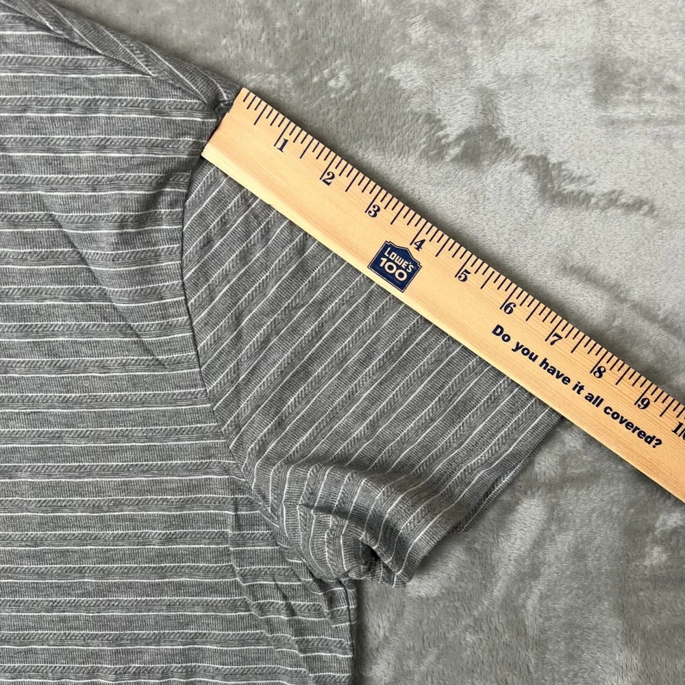 Banana Republic Mens Luxury Touch Standard Fit Gray Stripe Polo‎ Shirt Size L